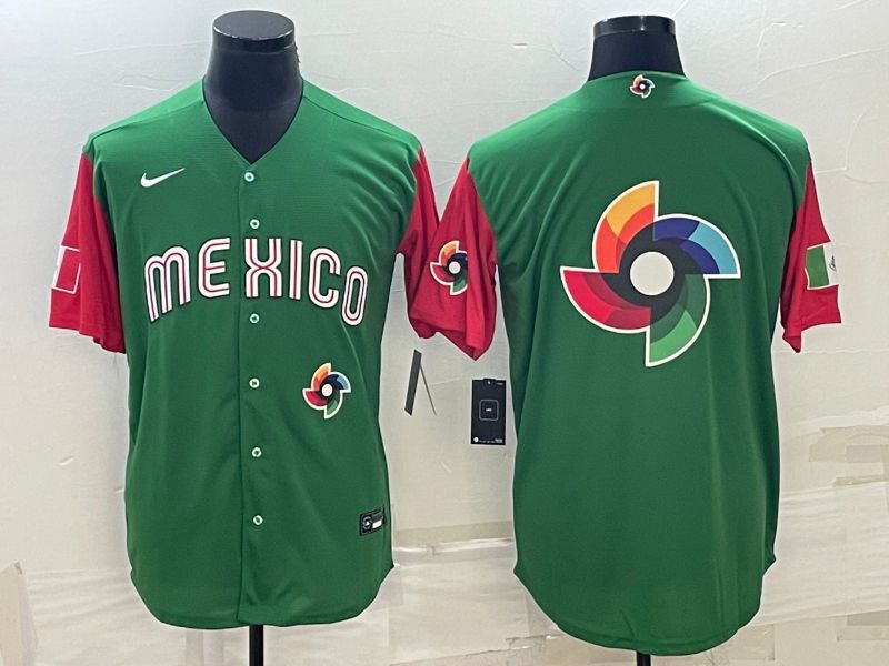 Men 2023 World Cub Mexico Blank Green Nike MLB Jersey7